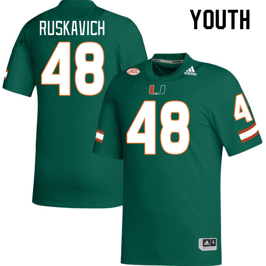 Youth #48 Owen Ruskavich Miami Hurricanes College Football Jerseys Stitched-Green